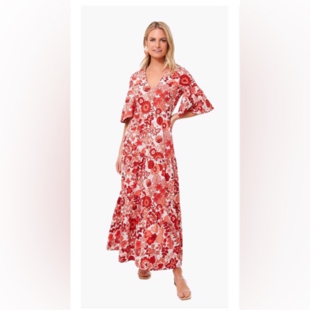 Tuckernuck Red and White Tiered Maxi Sundress